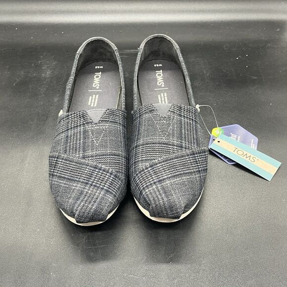 TOMS Women's Black Plaid Slip-On Shoes - Picture 3 of 8